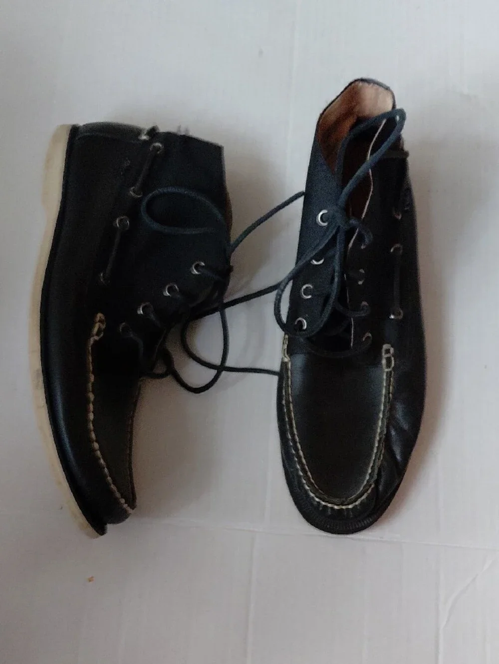 Polo 100% Leather And Fabric Upper Mens Black Lace-Up High Top Boots Size 9.5D